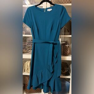 Calvin Klein Asymmetrical Blue Dress